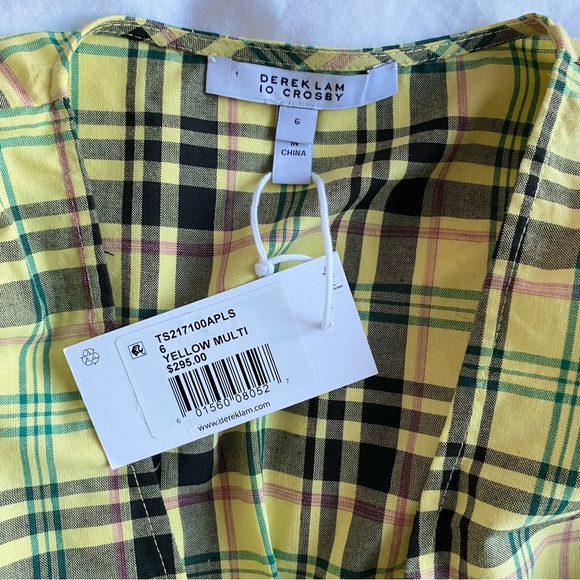 Derek Lam 10 Crosby Bella Crop Top Yellow Plaid - Picture 10 of 14